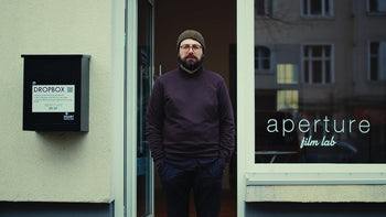 flim image of aperture film lab owner and store in berlin, germany